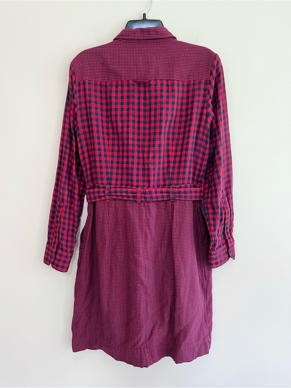 Brooks Brothers Plaid Flannel Cotton Long Sleeve Tie Waist Shirt Dress Pockets 6 - Picture 3 of 9